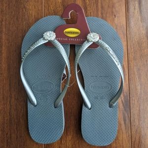 Havaianas Special Collection Swarovski Crystal Flip Flops Size 6
